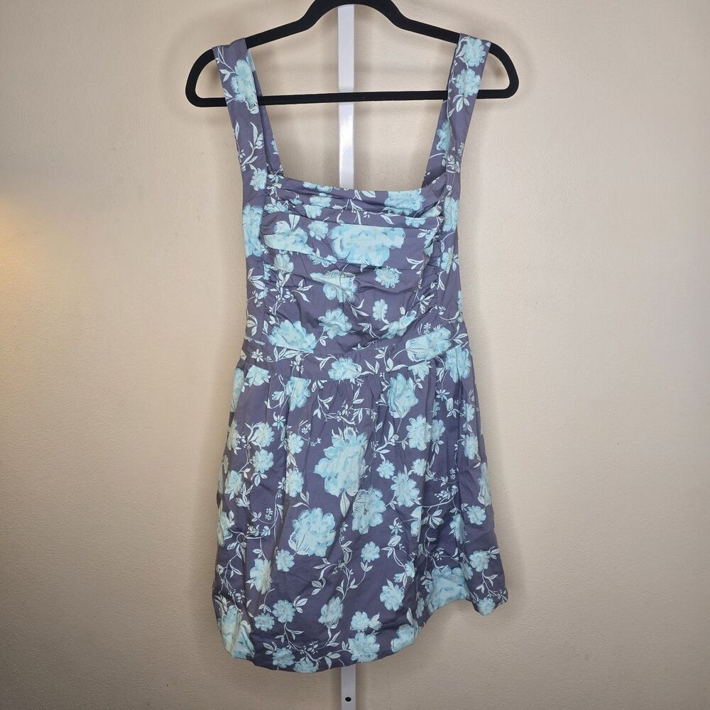 Free People Size L Women's Meet Me In Maui Poplin Mini Dress Ruched Bodice